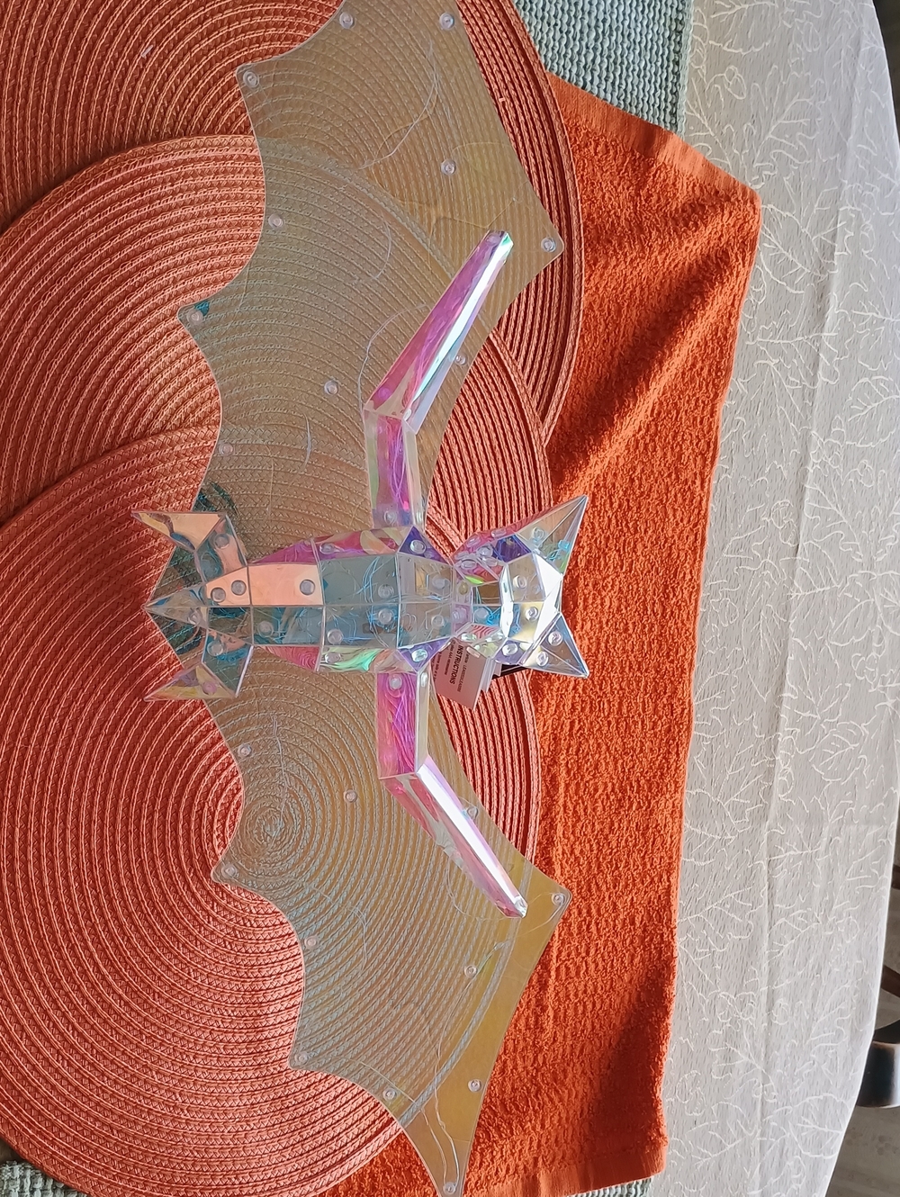Martha Stewart Halloween Prismatic Iridescent Light Up LED Bat Decor NIB